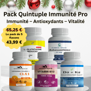 L-Glutathion 500 mg + Astaxanthine + Vitamine C Liposomale CLX1 +Vitamine B12 +Vitamine d3+k2