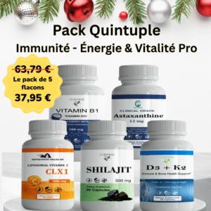 Vitamine B1 + Astaxanthine +Vitamine C Liposomale CLX1 + Shilajit + Vitamines D3 + K2