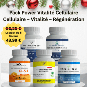 Vitamine B1 + Astaxanthine + Vitamine C Liposomale CLX1 + L-Glutathion 500 mg +Vitamine d3+k2